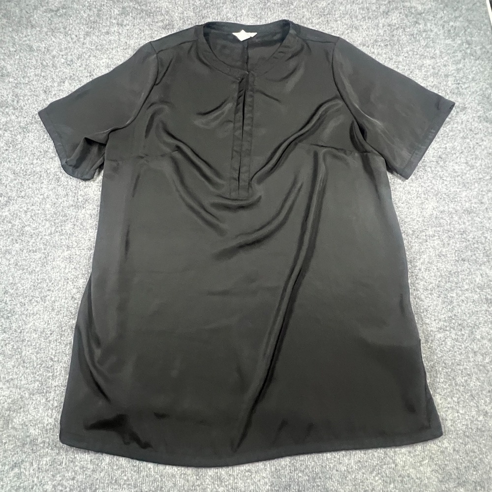 H&M Twill Shift Dress Womens 2XL Black Keyhole Cutout Round Neck Short Sleeve